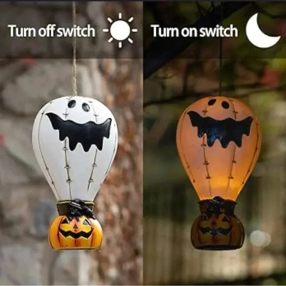 Epteuga Halloween Lighted Hot Air Balloon Ceramic Battery Operated Decor - Picture 6 of 7